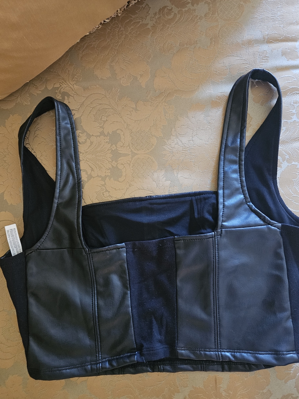 NWOT Free People Black Faux Leather Crop Tank - Picture 9 of 12